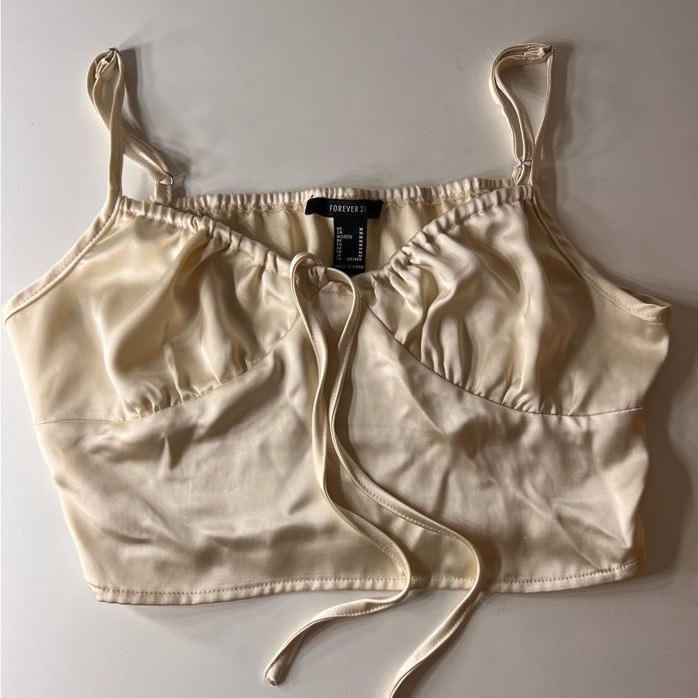 Satin crop top in cream
